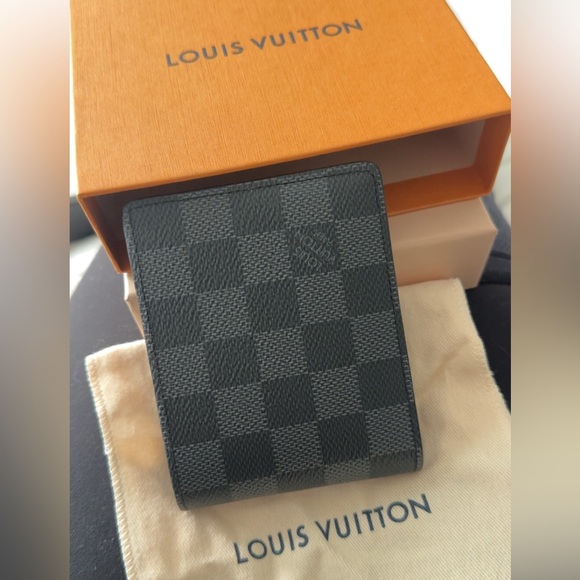 Real Louis Vuitton Black Damier Graphite Card Holder